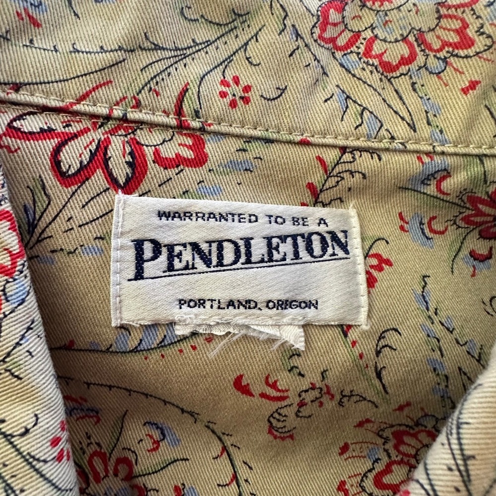 Pendleton Denim Jean Jacket Size Medium Beige Flo… - image 5